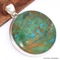 Gros pendentif rond en Chrysocolle péruvienne Pendentifs pierres naturelles BK39.6