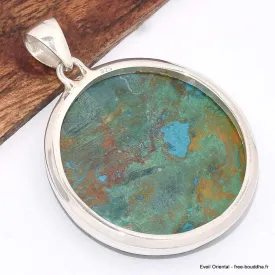 Gros pendentif rond en Chrysocolle péruvienne - Pendentifs pierres naturelles