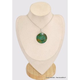 Gros pendentif rond en Chrysocolle péruvienne Pendentifs pierres naturelles BK39.6