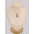 Pendentif carré en Opale rose des Andes - Pendentifs pierres naturelles