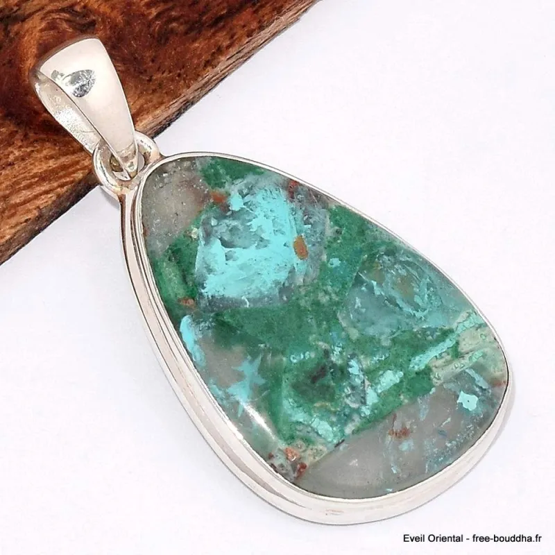 Pendentif Quantum Quattro bleu vert forme libre - Pendentifs pierres naturelles