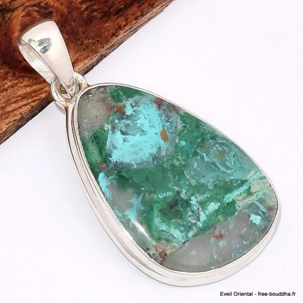 Pendentif Quantum Quattro bleu vert forme libre - Pendentifs pierres naturelles