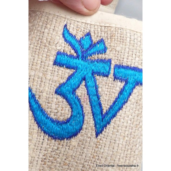 Portefeuille porte-monnaie Om tibétain chanvre brodé Sacs tibétains et indiens PMC2