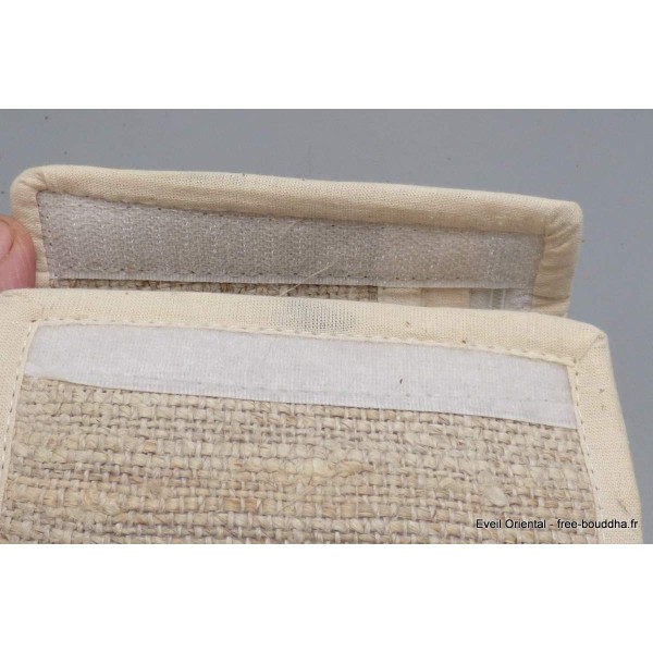 Portefeuille porte-monnaie Om tibétain chanvre brodé Sacs tibétains et indiens PMC2