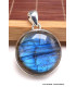 Gros Pendentif rond Labradorite bleue grade AAA Pendentifs pierres naturelles BK26.2