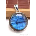 Gros Pendentif rond Labradorite bleue grade AAA - Pendentifs pierres naturelles