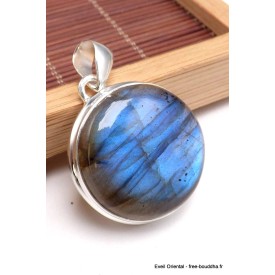 Gros Pendentif rond Labradorite bleue grade AAA Pendentifs pierres naturelles BK26.2