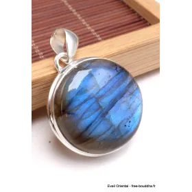 Gros Pendentif rond Labradorite bleue grade AAA - Pendentifs pierres naturelles