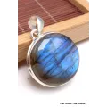 Gros Pendentif rond Labradorite bleue grade AAA - Pendentifs pierres naturelles