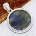 Gros Pendentif rond Labradorite bleue grade AAA - Pendentifs pierres naturelles
