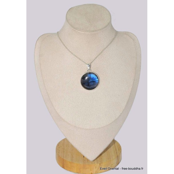 Gros Pendentif rond Labradorite bleue grade AAA Pendentifs pierres naturelles BK26.2
