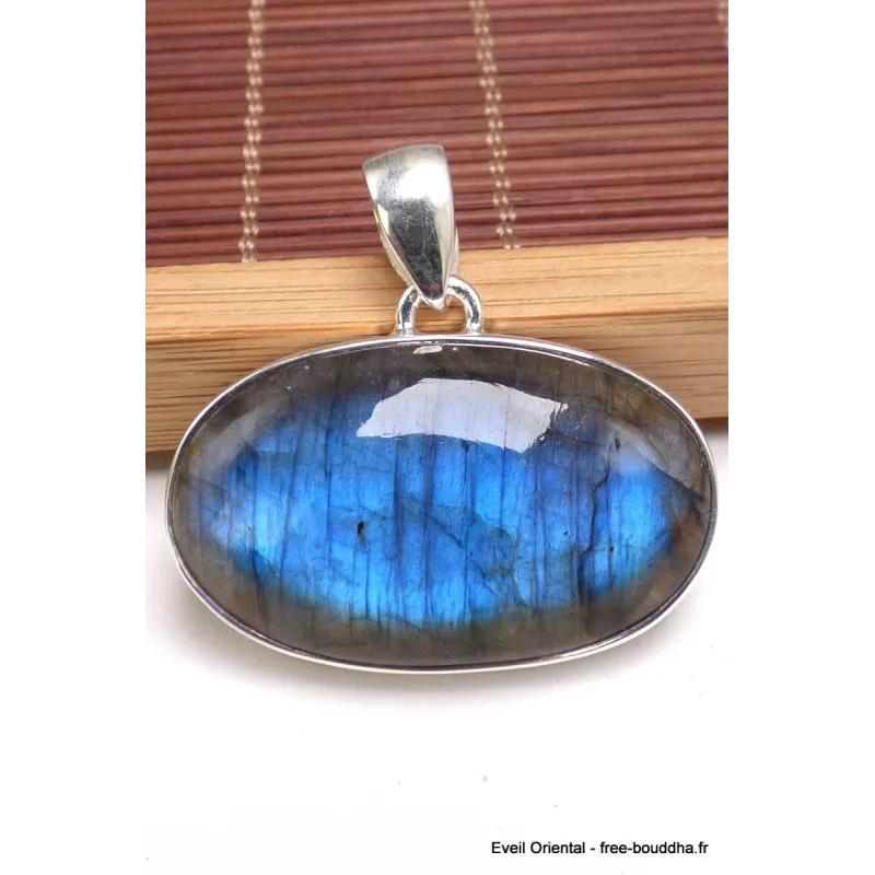 Pendentif argent Labradorite bleue grade AAA - Pendentifs pierres naturelles