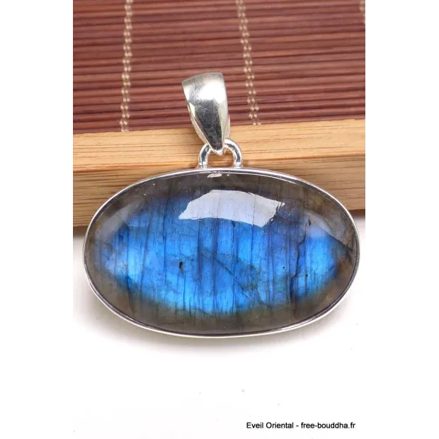 Pendentif argent Labradorite bleue grade AAA - Pendentifs pierres naturelles