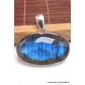 Pendentif argent Labradorite bleue grade AAA - Pendentifs pierres naturelles