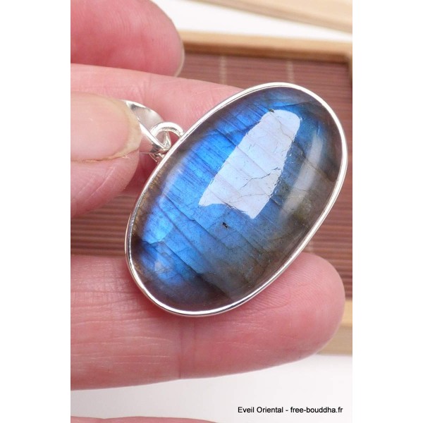Pendentif oval Labradorite bleue grade AAA Pendentifs pierres naturelles BK26.3