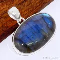 Pendentif argent Labradorite bleue grade AAA - Pendentifs pierres naturelles