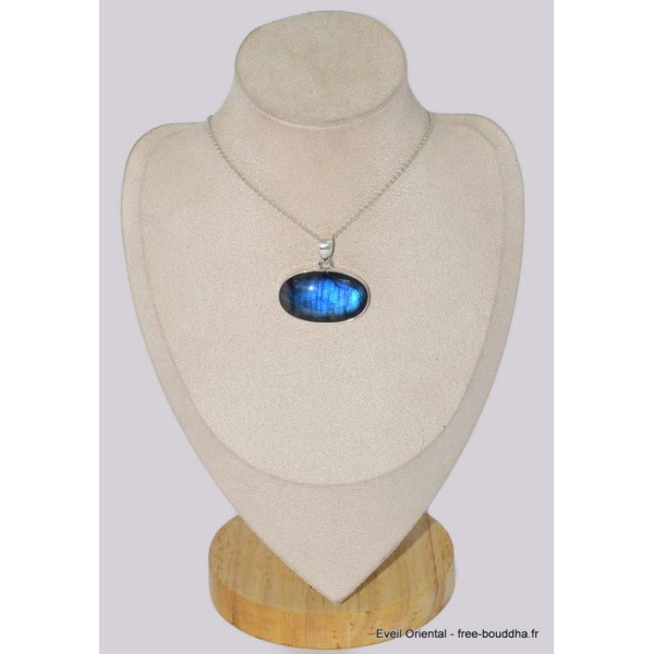 Pendentif oval Labradorite bleue grade AAA Pendentifs pierres naturelles BK26.3