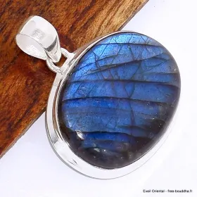 Gros Pendentif oval Labradorite bleue grade AAA - Pendentifs pierres naturelles
