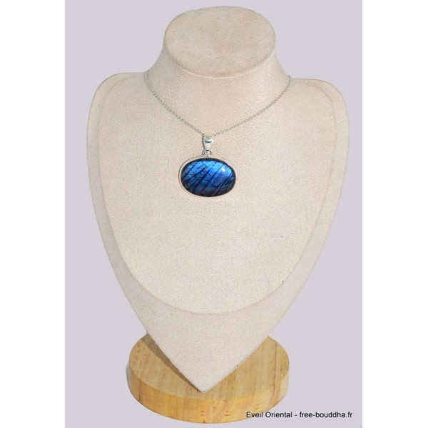 Gros Pendentif oval Labradorite bleue grade AAA Pendentifs pierres naturelles BK26.4