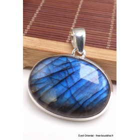 Pendentif oval Labradorite bleue grade AAA 