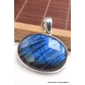 Gros Pendentif oval Labradorite bleue grade AAA - Pendentifs pierres naturelles