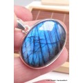 Gros Pendentif oval Labradorite bleue grade AAA Pendentifs pierres naturelles BK26.4