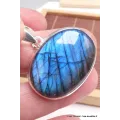 Gros Pendentif oval Labradorite bleue grade AAA - Pendentifs pierres naturelles