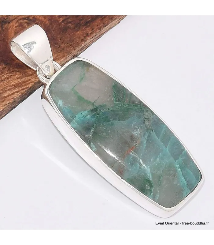 Pendentif Quantum Quattro bleuvert rectangulaire - Pendentifs pierres naturelles