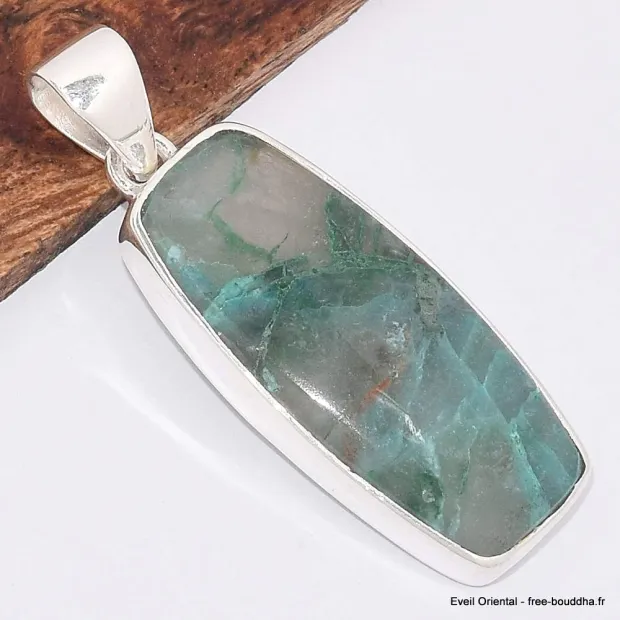 Pendentif Quantum Quattro bleuvert rectangulaire - Pendentifs pierres naturelles