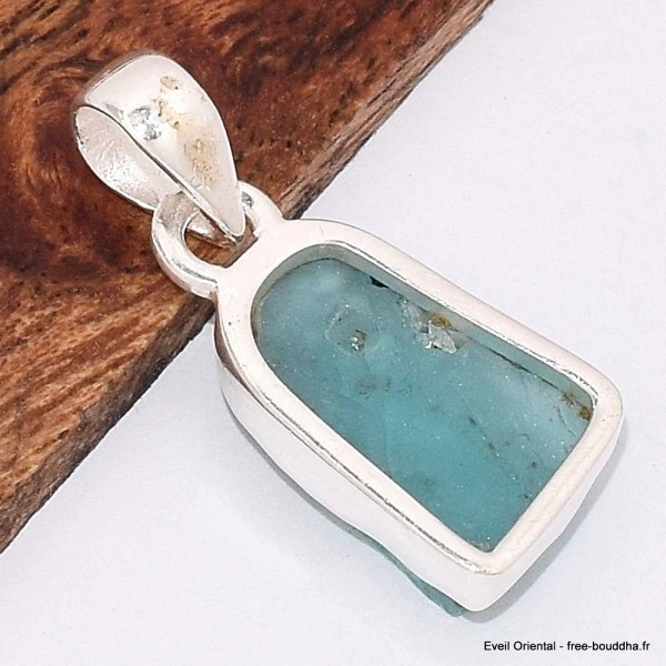 Pendentif en pierre Apatite bleu néon brute Bijoux en Apatite bleue BK45.1