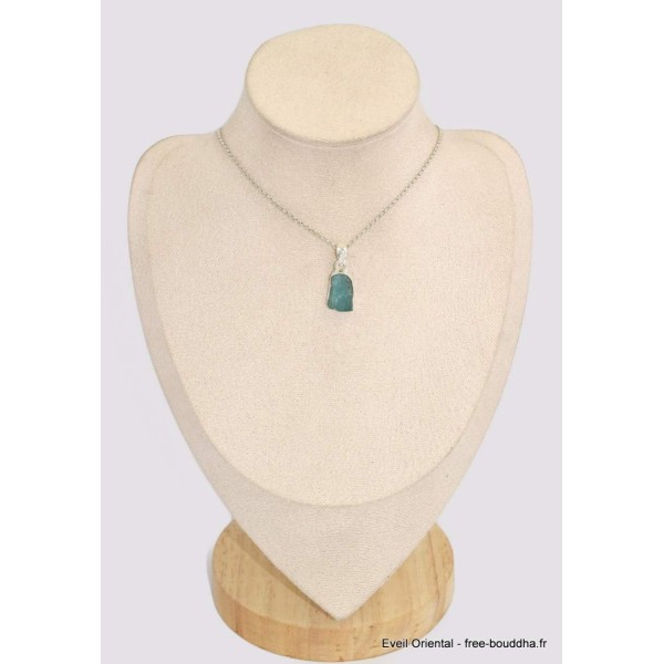 Pendentif en pierre Apatite bleu néon brute Bijoux en Apatite bleue BK45.1