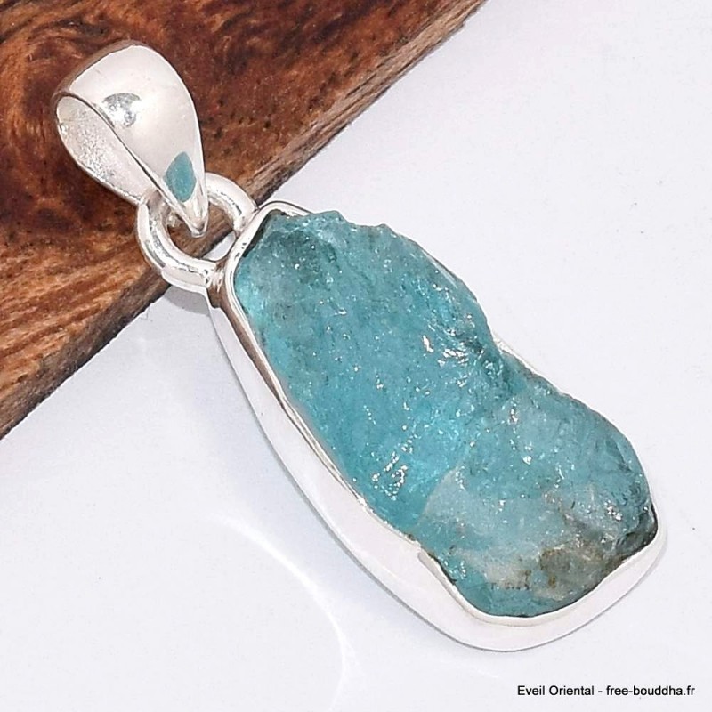 Apatite bleu néon pendentif asymétrique 