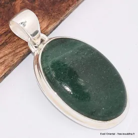 Pendentif argent oval en Aventurine - Bijoux en Aventurine
