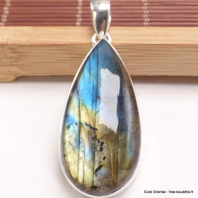 Gros pendentif goutte Labradorite multi-feux - Bijoux en Labradorite