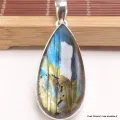 Gros pendentif goutte Labradorite multi-feux - Bijoux en Labradorite
