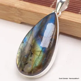 Gros pendentif goutte Labradorite multi-feux - Bijoux en Labradorite