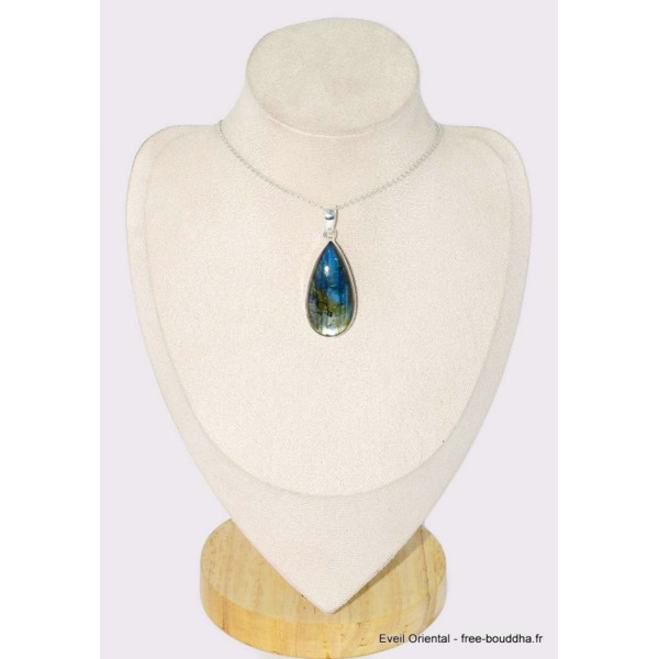 Gros pendentif goutte Labradorite multi-feux Bijoux en Labradorite BK49.2