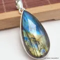 Gros pendentif goutte Labradorite multi-feux - Bijoux en Labradorite