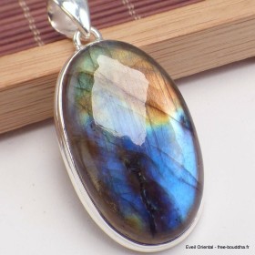 Gros pendentif Labradorite bleu jaune 