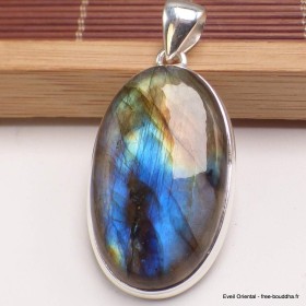 Gros pendentif Labradorite bleu jaune 