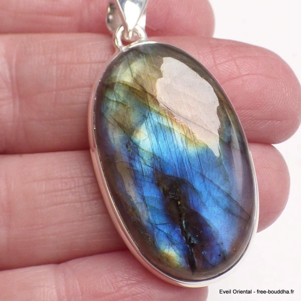 Gros pendentif Labradorite bleu jaune Pendentifs pierres naturelles BK49.4