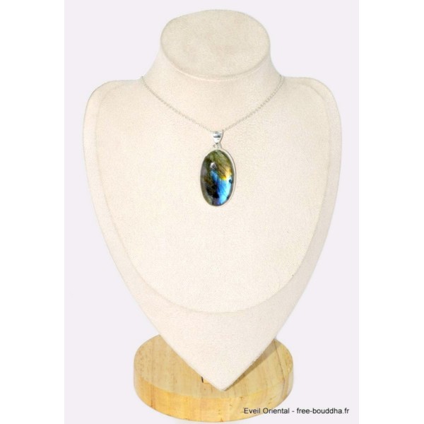 Gros pendentif Labradorite bleu jaune Pendentifs pierres naturelles BK49.4