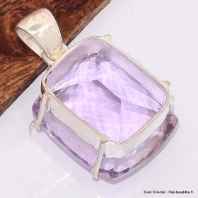 Pendentif Améthyste Rose de France facettée rectangulaire Pendentifs pierres naturelles BK55.1