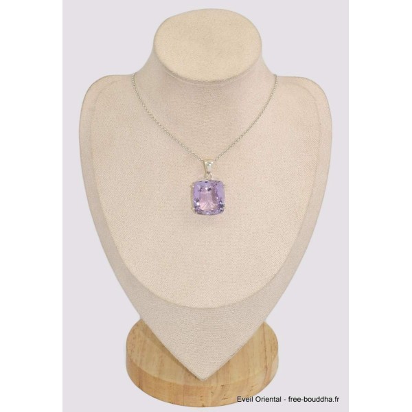 Pendentif Améthyste Rose de France facettée rectangulaire Pendentifs pierres naturelles BK55.1