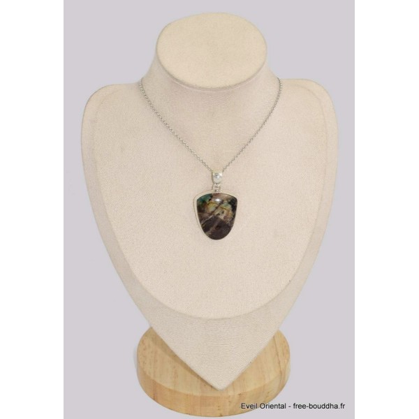 Pendentif Bois pétrifié de Colla brun turquoise Pendentifs pierres naturelles BK58.2