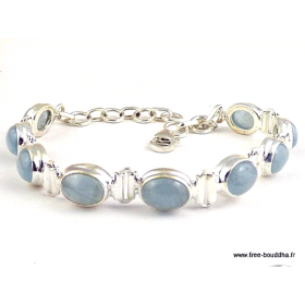 Bracelet argent Aigue-marine cabochon 