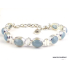Bracelet argent Aigue-marine cabochon Bijoux en Aigue-marine XV67