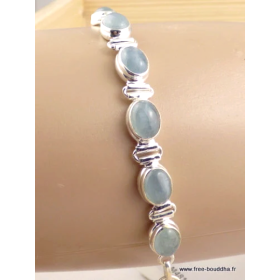 Bracelet argent Aigue-marine cabochon 