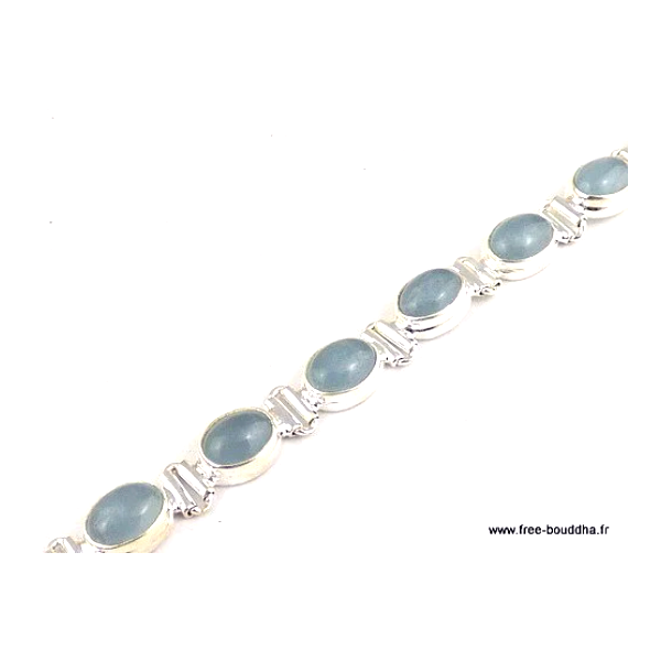 Bracelet argent Aigue-marine cabochon Bijoux en Aigue-marine XV67