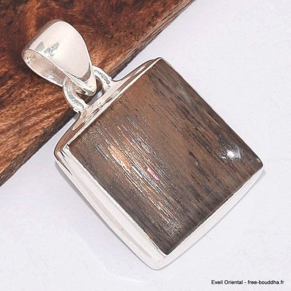 Pendentif Pierre du Soleil Noire carrée Bijoux en Pierre du Soleil BK63